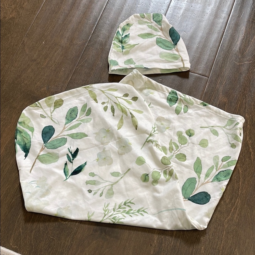 New Unisex Baby Newborn Floral Swaddle and Hat Set